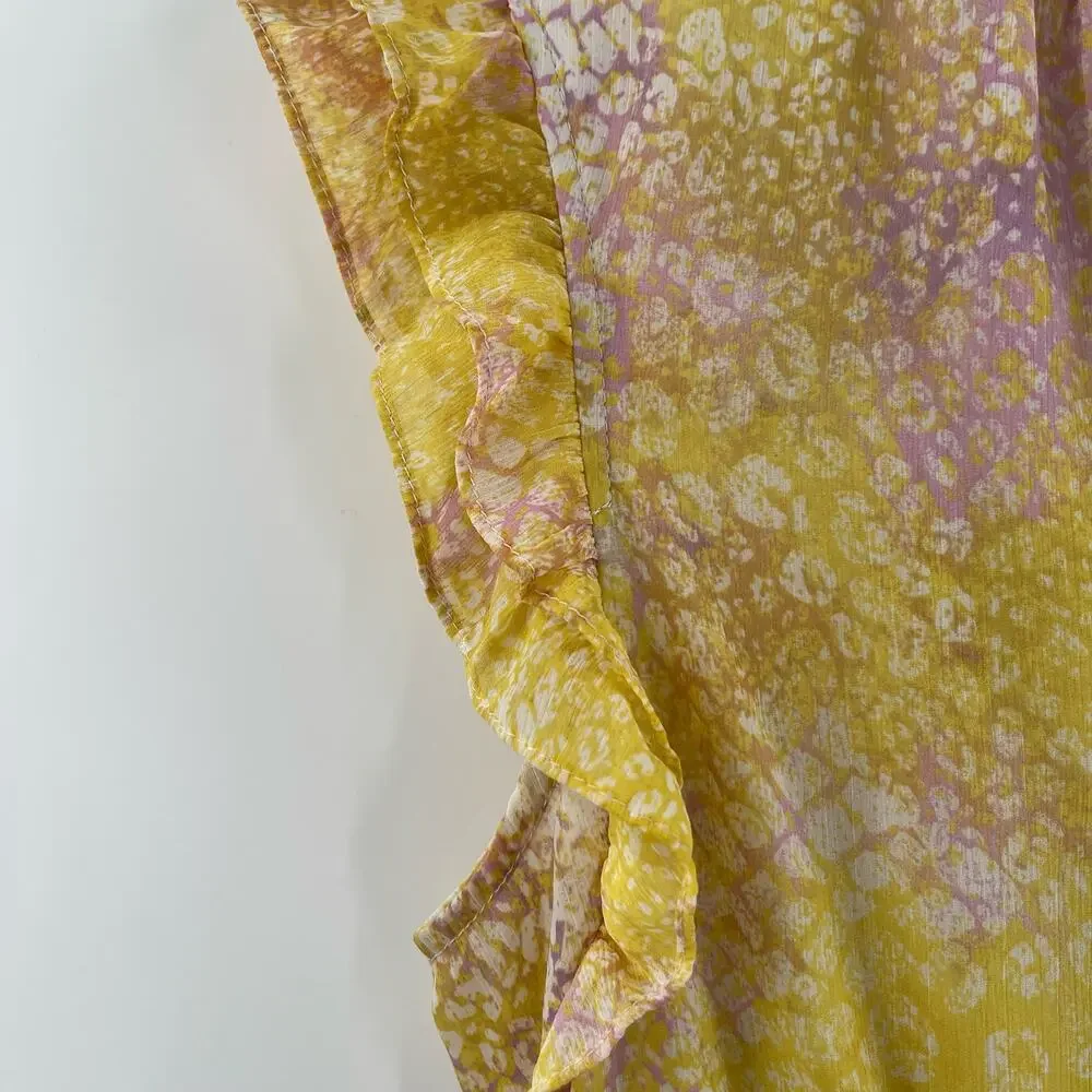 BB DAKOTA by Steve Madden Midi Dress Size Small Yellow Dream Girl Ruffles Light